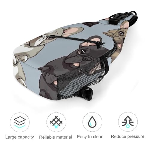 Mochila deportiva tipo bandolera French Bulldog blanca miniatura 5