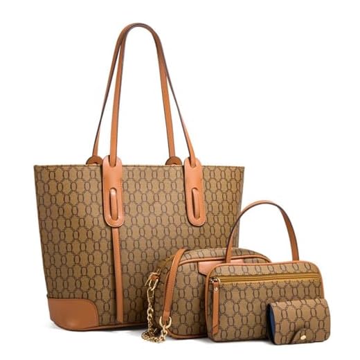 HAWEE Femme Sac a Main en Cuir PU Ensemble Sac Bandoulière Mode Sac Fourre-Tout Grand Sac Cabas avec Bandoulière Élégant Sac D'épaule et Portefeuille 4Pcs pour Shopping Travail Vie Quotidienne,Marron