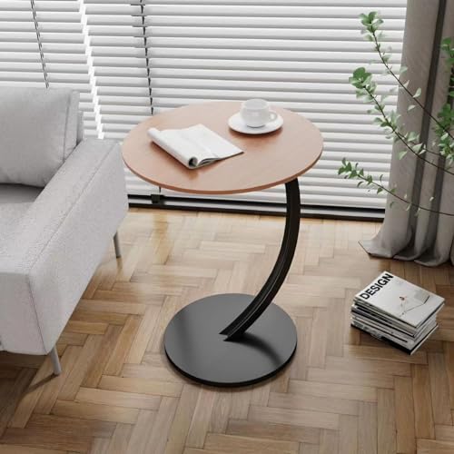 Mesa auxiliar en forma de C pequeña para sofás y espacios reducidos en el salón