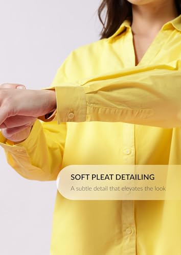 Image of FYLTR Women's Oversized Solid Shirt - 100% Cotton | Full Sleeve | Oversized Fit | Shirts for Women
