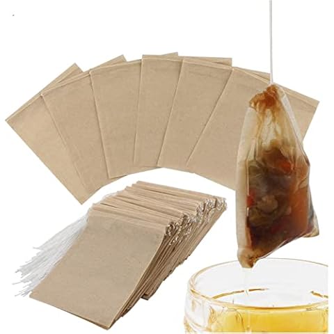 600pcs Tea Bags for Loose Leaf Tea, Empty Tea Bags for Loose Tea, Disposable Tea Filter Bags, Natural Unbleached Drawstring Tea Bags Steeping Bags Cover