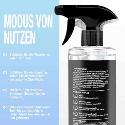Lionsway Trockenwäsche 500ml – Wasserlose Autowäsche für effektive Reinigung