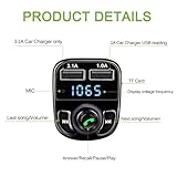 FM Transmitter, Bluetooth Wireless Car Adapter Kit with 2 USB Ports Car Charger MP3 Player Support TF Card & Disk - Image 4