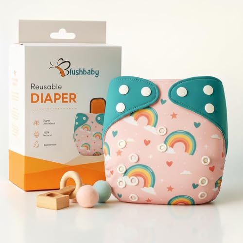 Image of Blushbaby Premium Reusable Cloth Diapers for Babies | 3 Months-3 Years | 2 Washable Diapers with 2 Absorbent Insert Pads | Adjustable, Leakage Proof cloth diapers for babies | Freesize Diaper 5-18kg