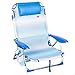 AKTIVE Silla Playa Plegable, 4 Posiciones, Rayas Azul, 51x45x76 cm, Incluye cojín Acolchado, Bolsillo Lateral, Asas, Soporta 110 kg, Topes antivuelco, Multiposición, Respaldo reclinable (62671)