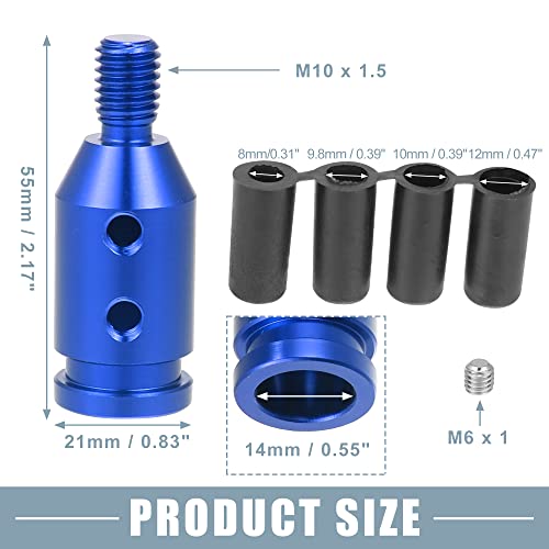 A Absopro Gear Shift Knob Adapter Kit Universal With 4 Plastic Hoses Non Threaded Lever Cover Head Aluminum Alloy Blue #TOP3