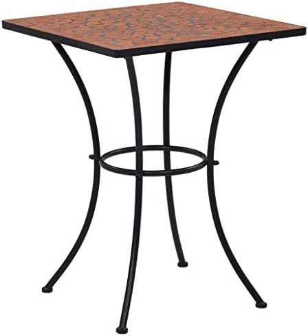 vidaXL Mosaic Table 60cm Black and White Outdoor Garden Patio Balcony Desk