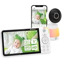 Leapfrog LF3915HD Smart WiFi Video Baby Monitor with Camera & Audio,Remote Camera Pan-Tilt-Zoom,5 HD 720p Display,110 Wide-angle view,Color Night Vision,Adaptive Touch Color Night Light,Two way talk