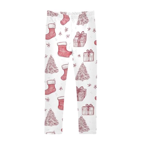 ZZKKO Girls Leggings Christmas Tree Gifts Socks Toddler Girls Clothes Leggings for Girls Toddler Girls Leggings 3-4T