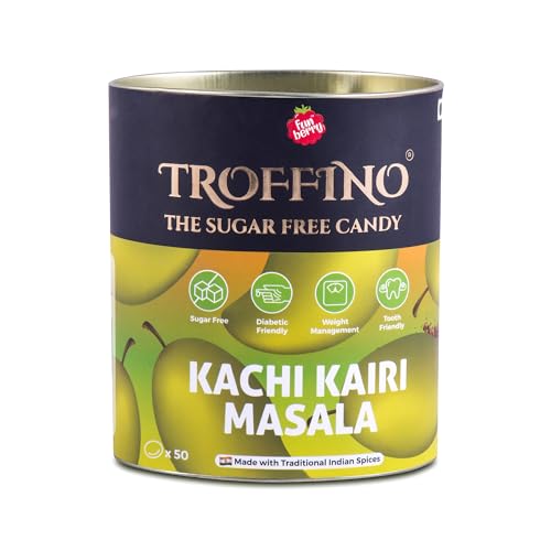 Image of TROFFINO Kachi Kairi Sugar Free Candy, Indian Spices Flavours with Delicious Taste, Mouth Watering Candies, Gluten-Free - Pack of 1 (50 Candies)