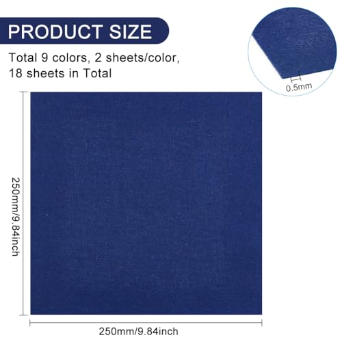 BENECREAT 18 Sheets 9 Colors Square Linen Embroidery Fabric - Image 2