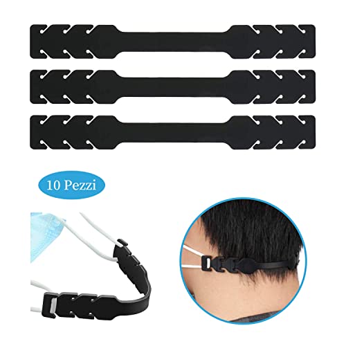 Feloyal Gehörschutz-Maskenverlängerung 10 Stück, Gehörschutz-Verlängerungsschnalle, hält Masken oder Haken für Masken, verstellbarer rutschfester Fixierer 19 cm (Schwarz) Cover