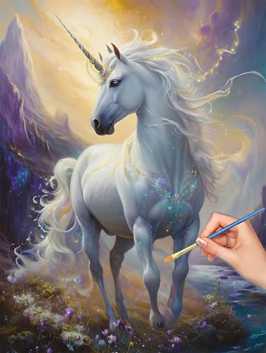 Horse Paint by Numbers for Adults, DIY Paint by Numbers Unicorn, Painting by Number for Adults Beginners, Canvas Kits with Brush