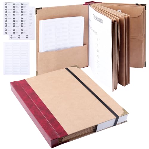 Important Document Organizer, 2025 Updated Edition File Organizer, Folders with Labels Pockets, Family Emergency Binder ™, Custom Dyed Cloth Bound Binder for Social Security Cards (Retro)