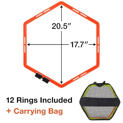 Japard Hex Agility Rings for Speed Training & Agility Footwork Training Speed Hurdles Ladder with Carrying Bag (12 Rings) - Thumbnail 3