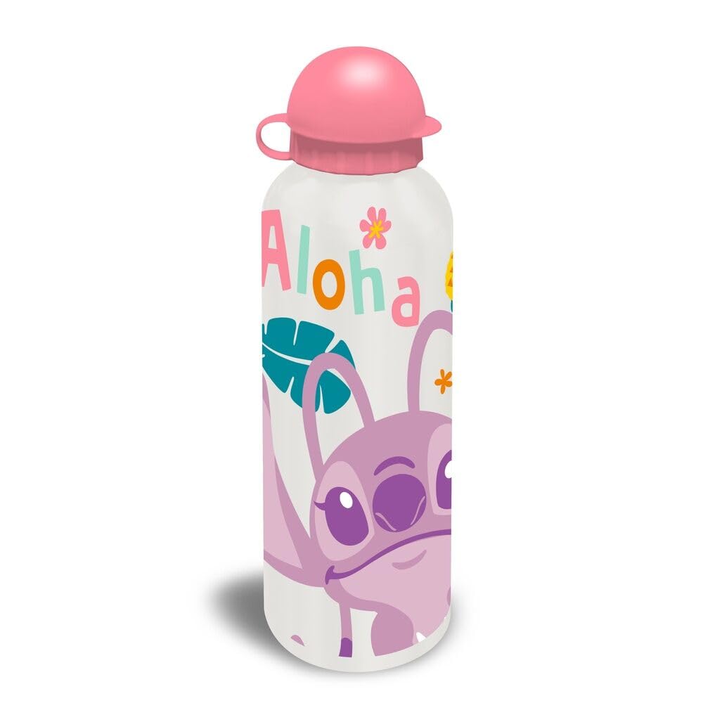Srv Hub Stitch Cream Disney Stitch Drinking Bottle For Kids – Lightweight 500Ml Bpa Free Aluminium Water Bottle With Flip Straw | Leakproof Reusable Bottle For School And Outdoor Use