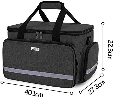 CURMIO Nurse Bag, Medical Bag Clinical Bag with Inner Dividers and No-Slip Bottom for Home Visits, Health Care, Hospice, Gift for Nursing Students, Physical Therapists, Doctors,Black