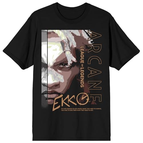League of Legends Arcane Ekko Adult Black Crew Neck Short Sleeve T-Shirt-Small