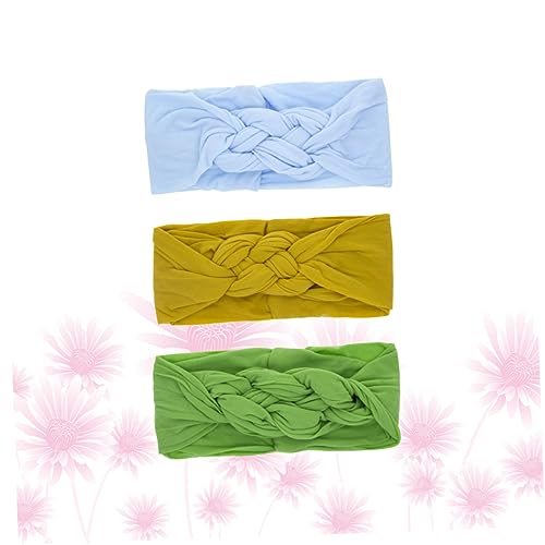 minkissy 3 Pçs Faixa De Cabeça De Náilon Elástico Laços De Cabelo Turbante Headwraps Recém-Nascidos