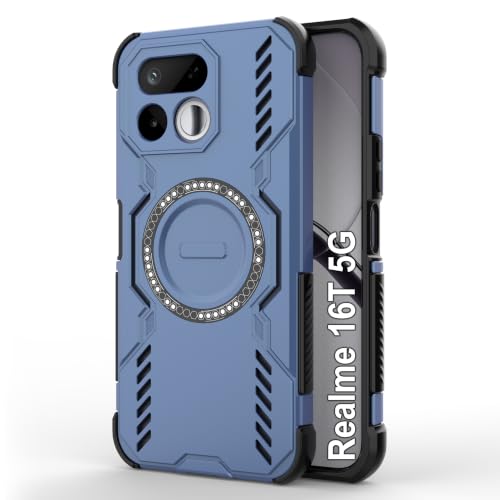 Image of Zapcase Back Case Cover for Realme 16T 5G | Magnetic Case with Built-in Metal Ring | Supports MagSafe Charger, Wallet & Car Mount | Shockproof Hybrid PC + TPU | Blue