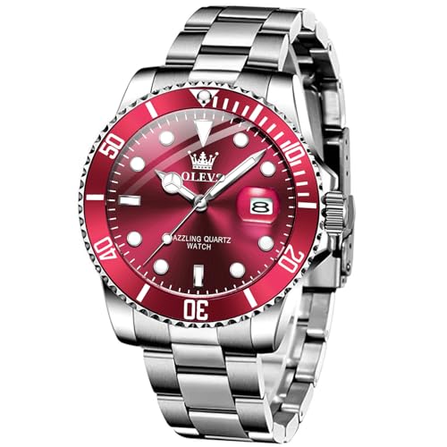 Image of OLEVS Watches for Men,Classic Luxury Big Face Men Watches, Silver Dress Stainless Steel Men Wrist Watch with Luminous Analog Relojes para Hombres