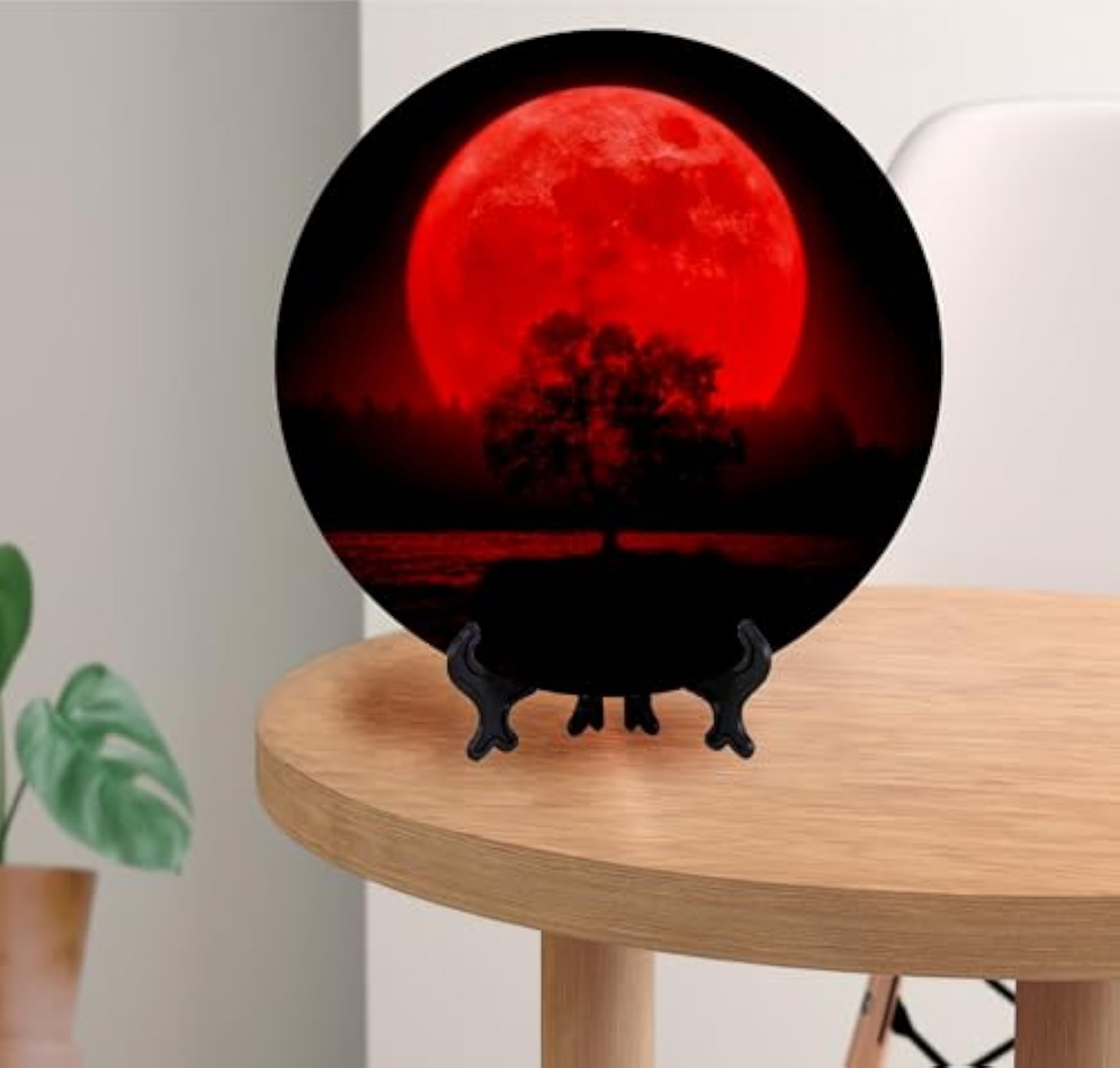 Waning Crescent Moon Decorative Ceramic Art Plate, Gift for Couples