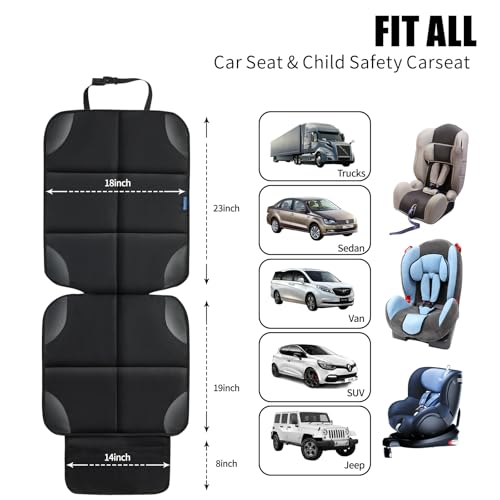 Psumuabrre Kindersitzunterlage Auto, ISOFIX Geeignete Sitzauflage Kindersitz Sitzschoner rutschfest Wasserdicht Universell Auto Autositzschutz Autositz Unterlage Schwarz (1 Stück)