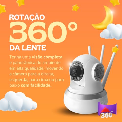 Câmera Babá Eletrônica 1080p Full HD Wifi 360 Ip Visão Noturna Microfone Áudio Bidirecional Seguranç