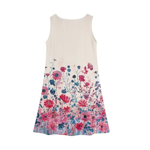 Girls' Sleeveless Floral A-Line Dress Summer Casual Sundress Lightweight and Breathable Party Dresses4