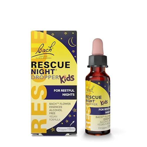Rescue Remedy Kids Night Dropper 10ml, esencia floral natural sin alcohol para equilibrar las emociones, para mejorar el bienestar, 1 botella, cuentagotas de 10 ml