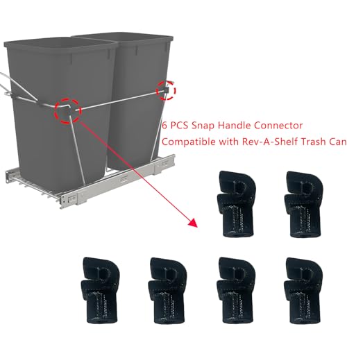 Image of 6 PCS Snap Handle Connector Compatible with Rev-A-Shelf Trash Can, Accessories Compatible with Rev-A-Shelf 27-Quart Soft Close Double Pull Out Trash Can