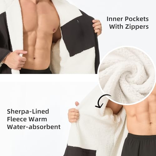 Swim Parka Women Men Windproof Sherpa-Lined Unisex Parka Quick-dry Robe Coat for Youth,Oversize Swimming Warm Jacket2