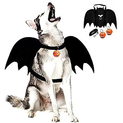 Legendog Dog Bat Wings, Halloween Costumes for Dogs, Pet Costume, Bat Wings for Dogs with Dog Leash and Pumpkin Bells, Dog Bat Wings Cover