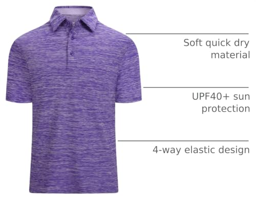 Image of Damipow Premium Golf Shirts for Men Dry Fit Performance Polo Short Sleeve Collared Shirt