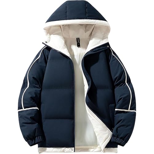 Blouson hiver homme doudoune épaisse haut de gamme à capuche amovible zippée