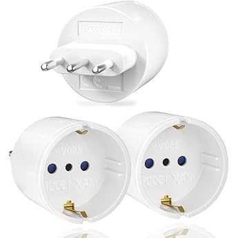 Oliveria 3 pieces travel adapters Italy adapter Italy socket Europe/Germany to Italy travel plug for Italy Syria Uruguay Chile Maldives socket adapter Italy type L