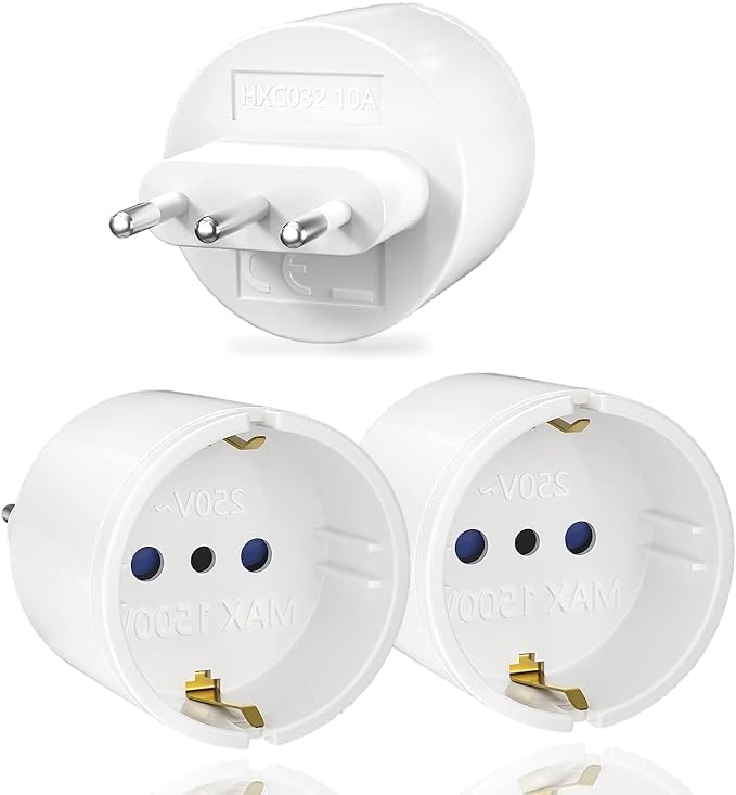 Oliveria 3 Stück Reiseadapter Italien Adapter Italien Steckdose Europa/Deutschland auf Italien Reisestecker für Italien Syrien Uruguay Chile Malediven Steckdosenadapter Italien Typ-L