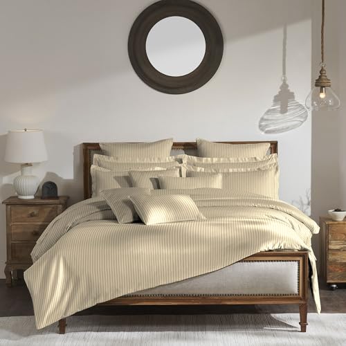 Image of MYTRIDENT Bedsheet for Double Bed, Classic King Size Bedsheet with 2 Pillow Covers, 210TC, 100% Cotton Bedsheet - Irish Cream