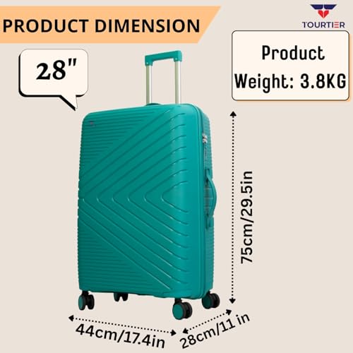 Image of Hard-Shell Luggage Trolley Bag with 360 Spinner Wheels, Large Capacity Travel Carry-On Suitcase (Style-1, Green, 28 INCH)