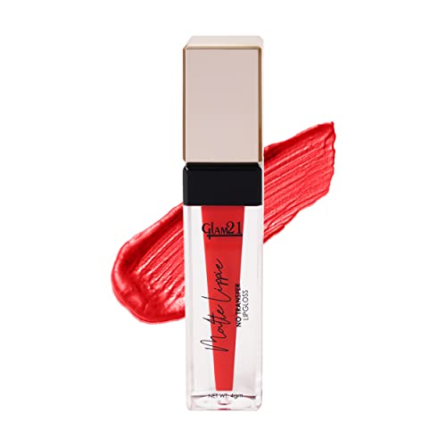 Image of Glam21 Matte Lippie No Transfer Lip Gloss | Lightweight and comfortable| Creamy Matte Formula - 4 gm | Pixie Dust-12