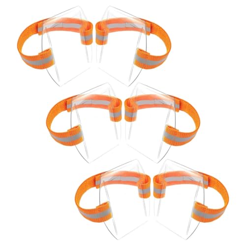 Abaodam 6 Pièces Porte-badge de Bras en Pvc Transparent Orange, Design Multifonctionnel avec Sangle en Polyester, pour Nom, Ski Pass, Étanche et Ajustable