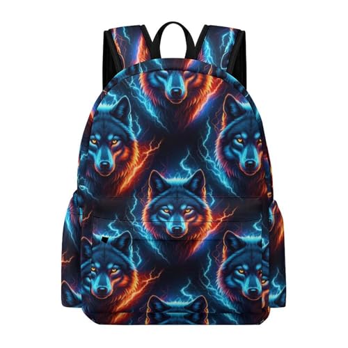 Sac à dos ordinateur loup à flammes grande taille avec protection choc