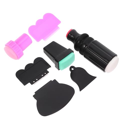 PENIKOKO 7piezas Estampado De Uñas Con Tampón Raspador y Plantillas Accesorios Para Manicura Creativa Decorativa Para Uso Salones Bodas y Casa