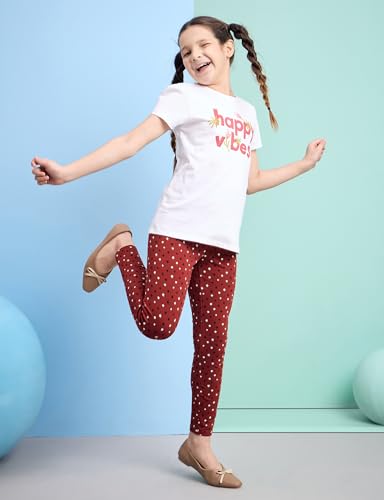 Image of Amazon Brand - Symbol Girl's Cotton Jersey Stretchable Leggings | Ankle Length | Aged 2-14 Years