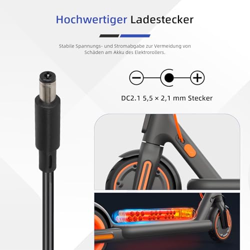 ulip Ladegeräte für Scooter,24.2V 1.5A Scooter Ladegeräte Lithium Batterie für Xiaomi Electric Scooter 4 Lite 2nd Gen