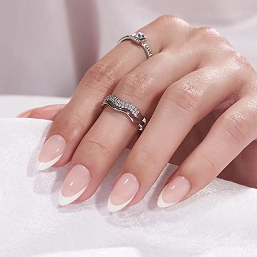Press On Nails Short - Btartbox French Tip Press On Nails, Almond Fake Nails White With Nail Glue, Fit Perfectly & Natural Reusable Stick On Nails In 15 Sizes - 30 Glue On Nails Kit, White French #TOP7