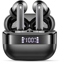 Wireless Earbuds, 2026 Bluetooth 5.4 Headphones Bass Stereo, Ear Buds with 4 Mics ENC Noise Cancelling, Bluetooth Earbuds 48H Playtime LED Display Charging Case, IP7 Waterproof in Ear Earphones, Black
