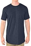 Have It Tall Men's Curved Hem Long Drop Tail T Shirt Heather Navy Large Tall