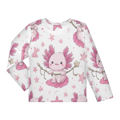Cute Axolotl with Starfish Kawaii Boys Rash Guard Long Sleeve UPF 50+ Boys Swim Shirt Quick Dry Shirt for 3-12 Years2