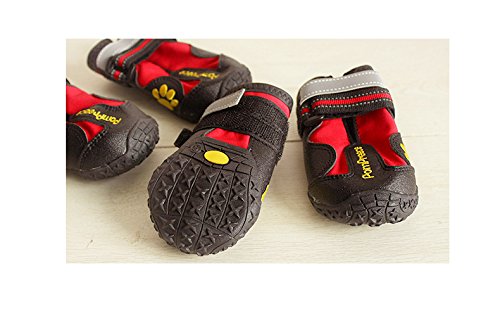 Kromi Dog Boots, Waterproof Paw Protector Pet Shoes for Small Medium Large Dogs 4pcs (Red, Size 3)